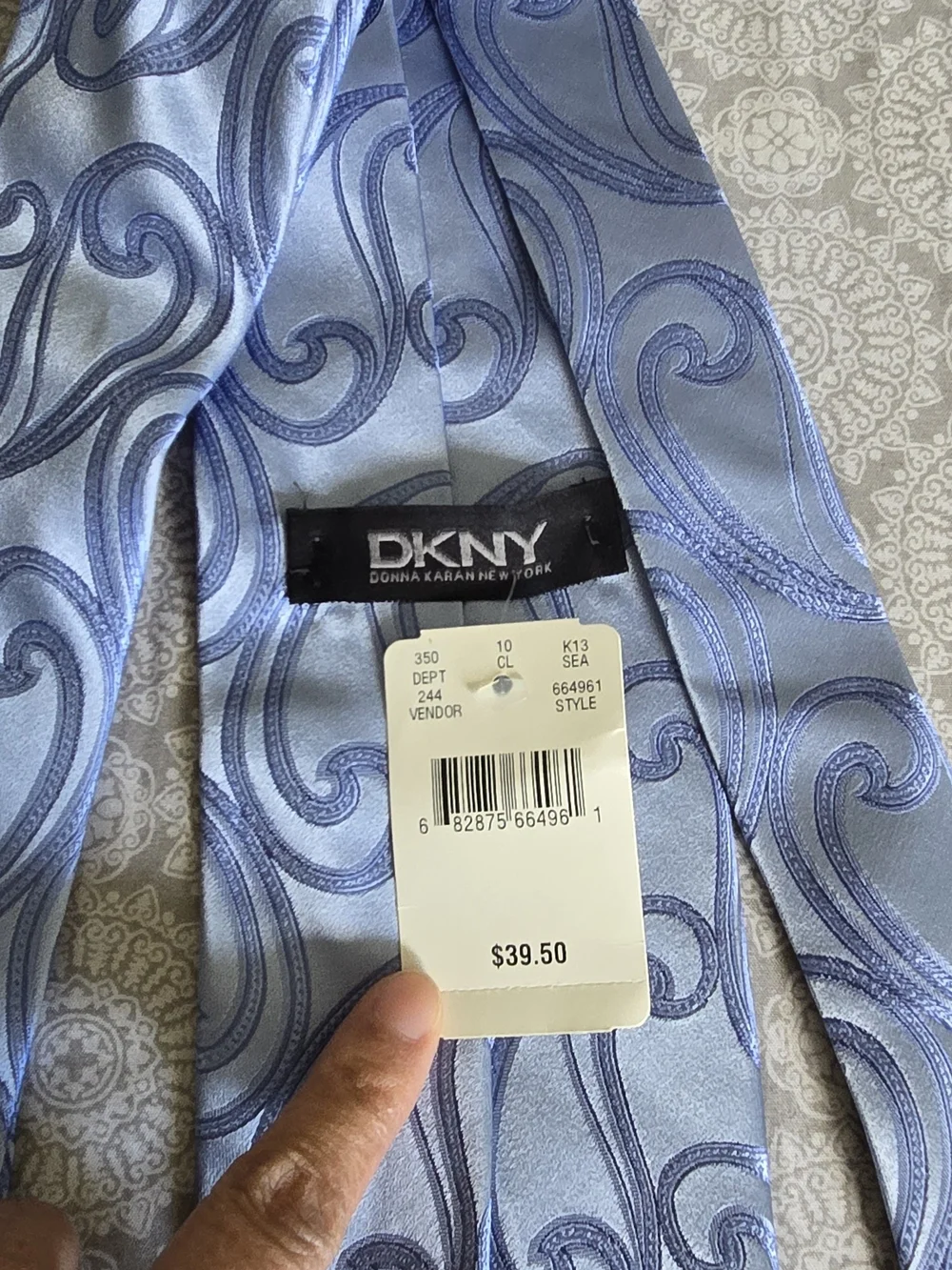 DKNY Light Blue Paisley Silk Tie